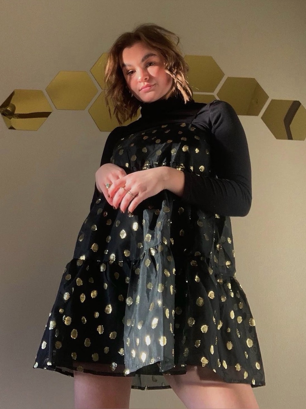 Mommy and me Dress with Gold Polka Dots dresses